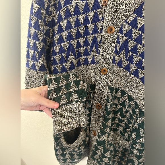 Levi's Wool Blend Diamond Knit Button Up Cardigan Sweater Gray/blue/green Size L - Picture 6 of 14
